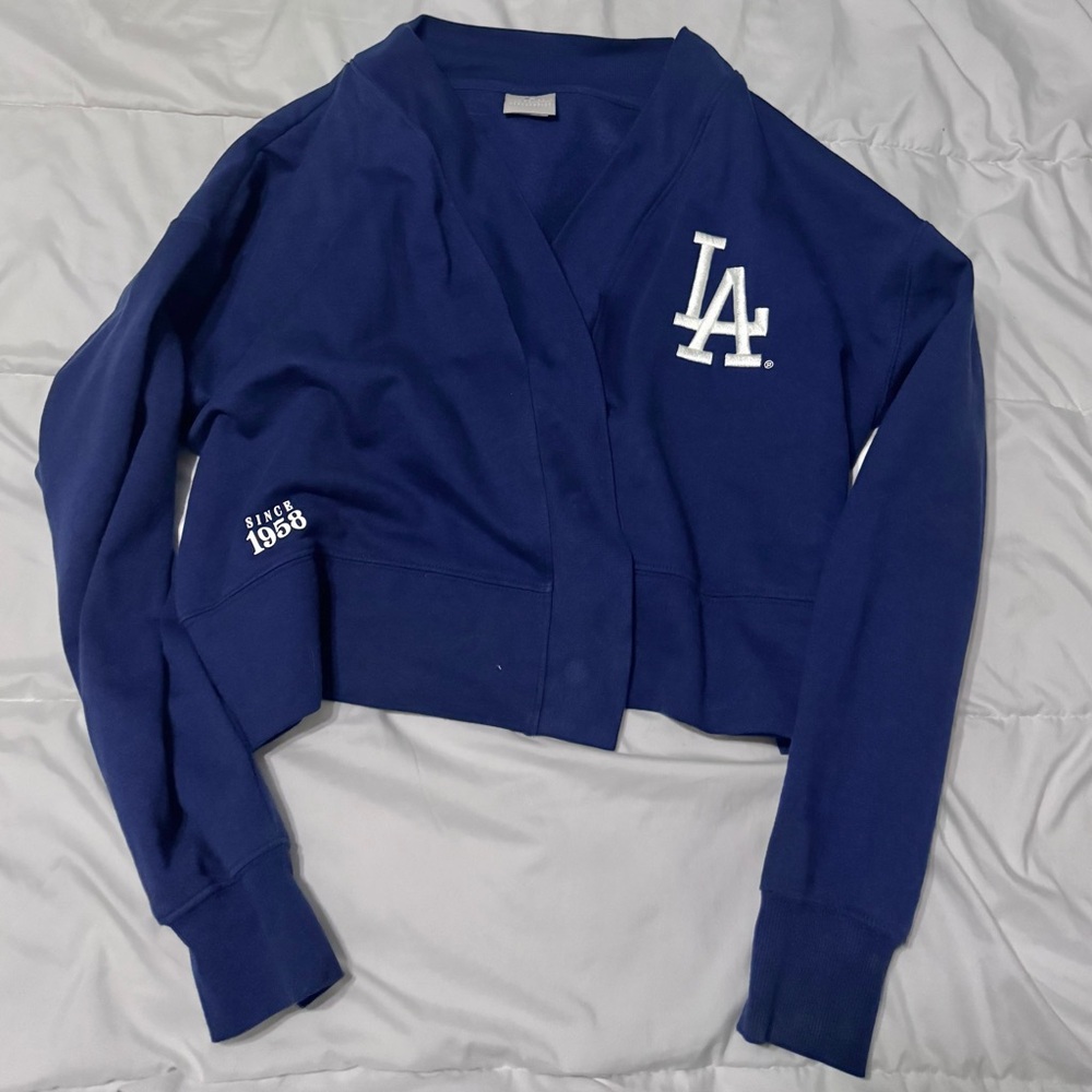 LA Dodgers Navy Blue Cardigan Sweater